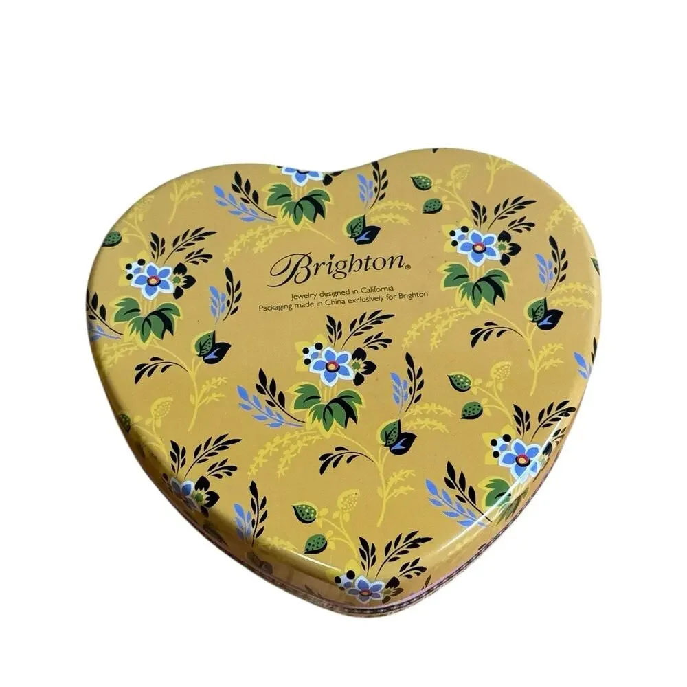 Brighton Heart Shaped Jewelry Tin Canister Trinket Box Colorful Vibrant